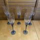 Set of 5 Champagne Flutes BORMIOLI ROCCO Moulded Glass + Vintage Blue Stem