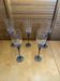 Set of 5 Champagne Flutes BORMIOLI ROCCO Moulded Glass + Vintage Blue Stem