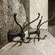 Brutalist pair of wall-mounted coat hooks.