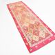 Red & Brown Geometric Vintage Runner Rug, 93x290Cm