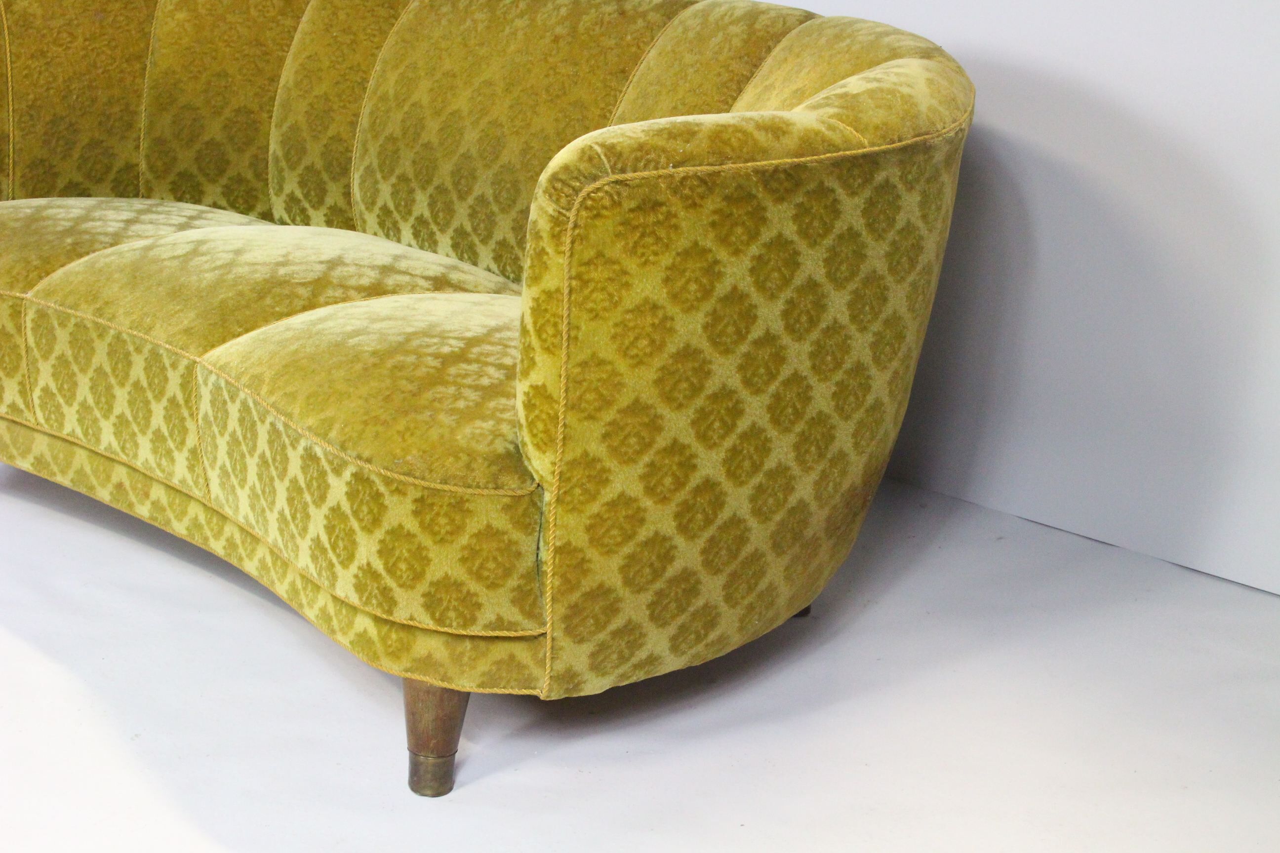 1950s Mid Century Gold Banana Sofa, Denmark