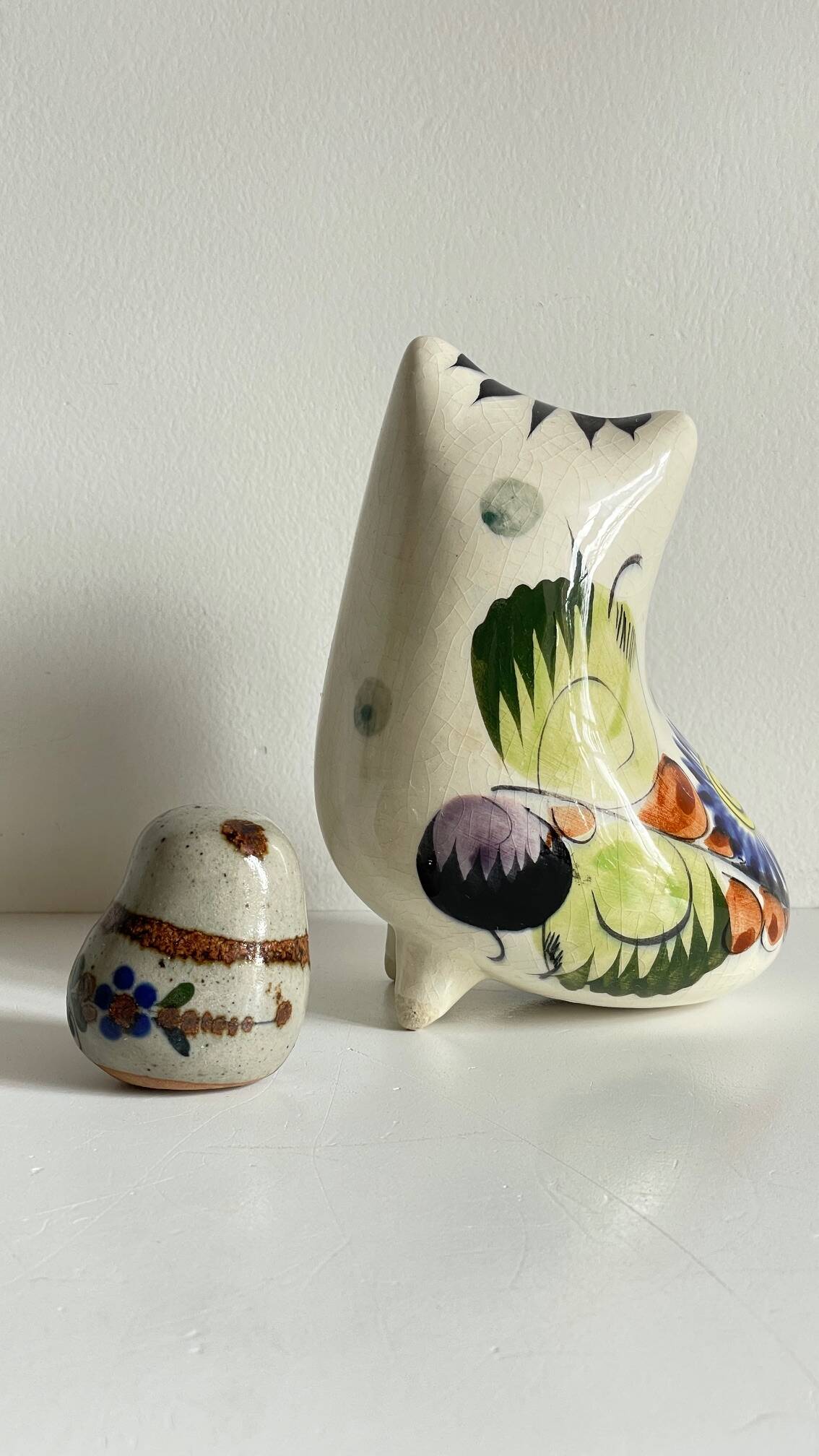 Duo HIBOUX Vintage ARTISANAL Ceramics