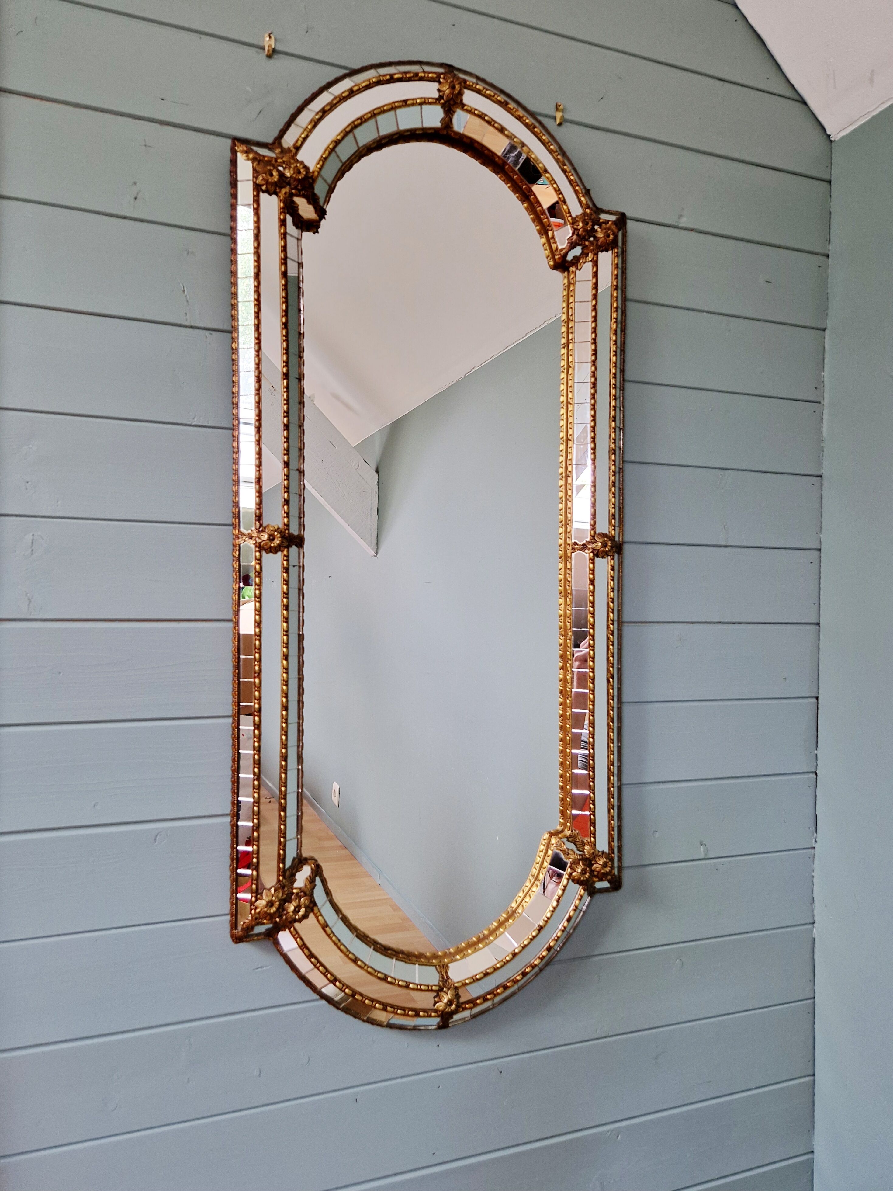 Grand miroir de style Hollywood Regency, Espagne, 1970-80