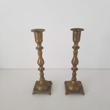 Lot de 2 bougeoirs anciens laiton