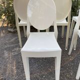 Set of white Victoria Ghost chairs by Philippe Starck for Kartell