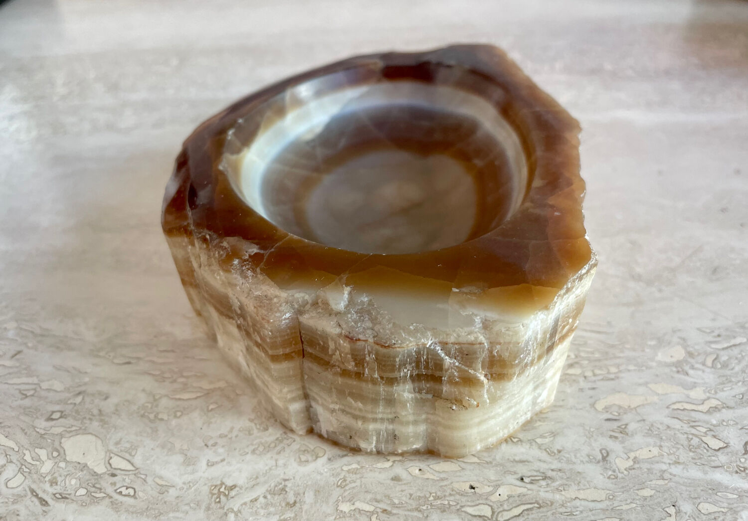 Brutalist vintage onyx marble ashtray
