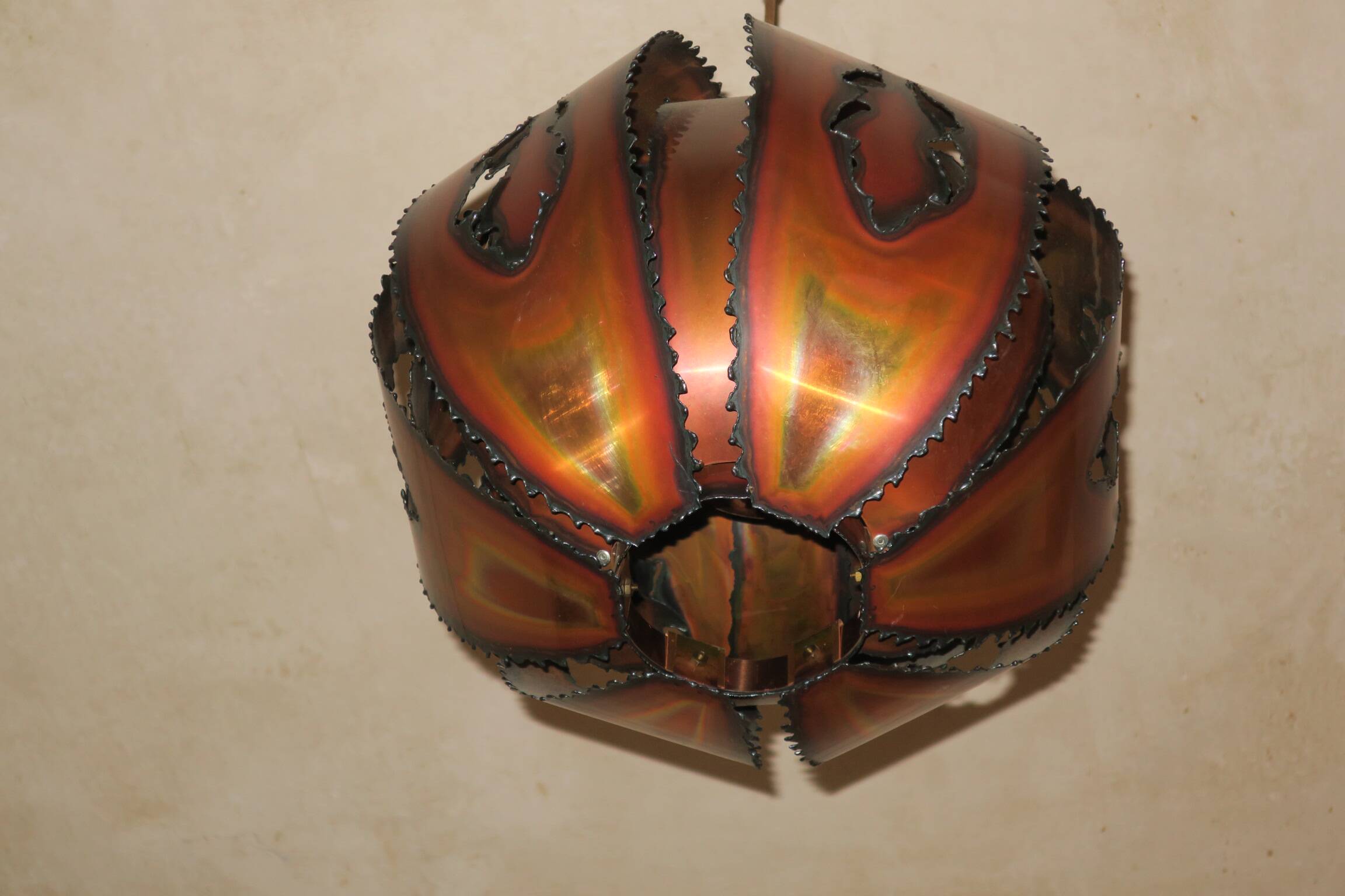 Brutalist pendant light, Denmark 1970s