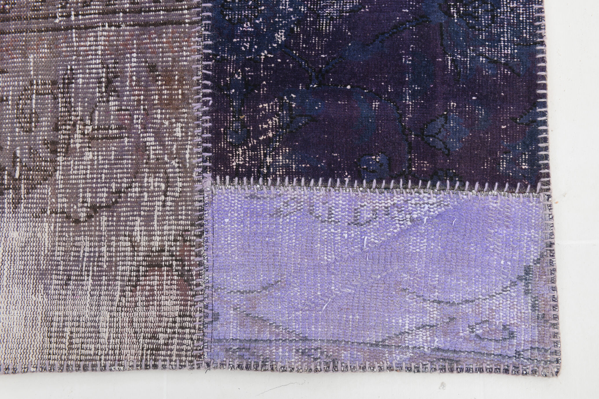 Purple tones vintage patchwork rug 304x215cm