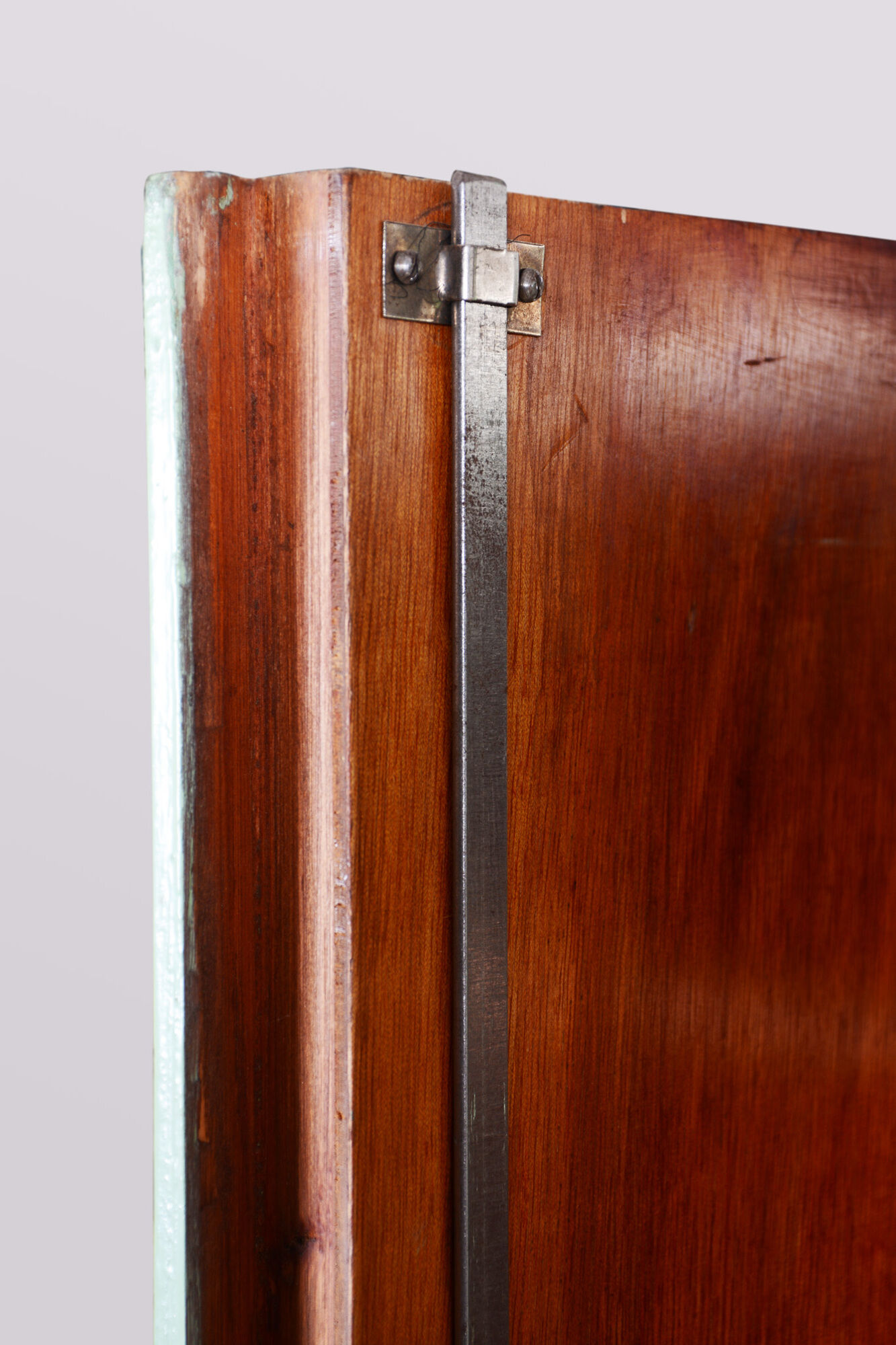 Turquoise Bauhaus three door wardrobe made in 1930s Czechia by Vichr a spol.