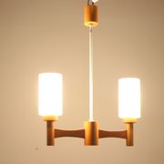 1980s wood and glass pendant light, Czechoslovakia