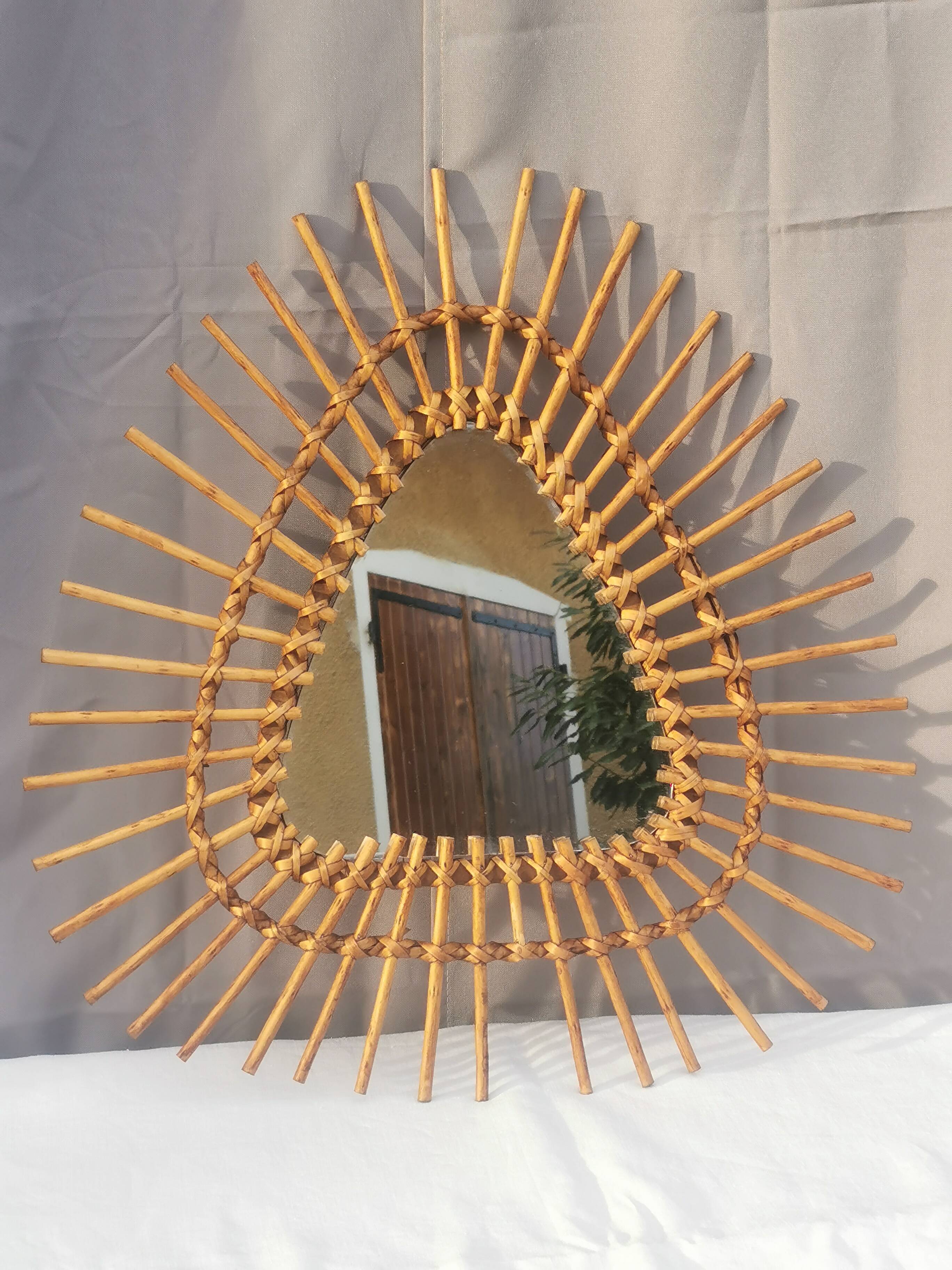 Vintage “rattan” wall mirror