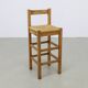 Tabourets de bar vintage en chêne et rotin, années 1970, lot de 4