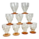 9 Art Deco wine or water glasses with amber stems, 9 cl.