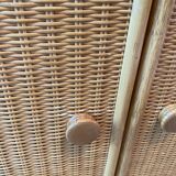Enfilade en frêne et rotin