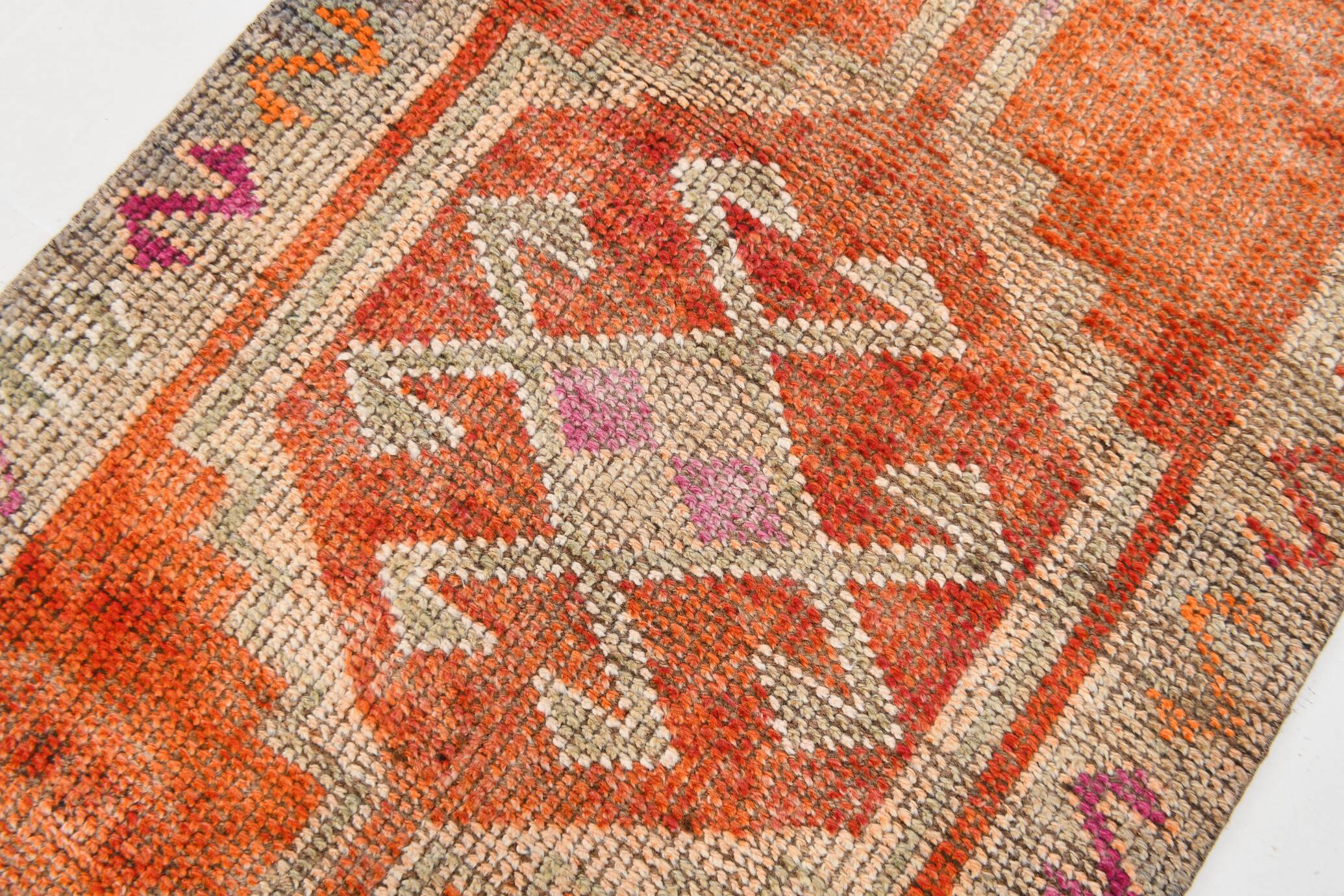Tapis de couloir vintage ethnique orange 3x11, 92x339 cm