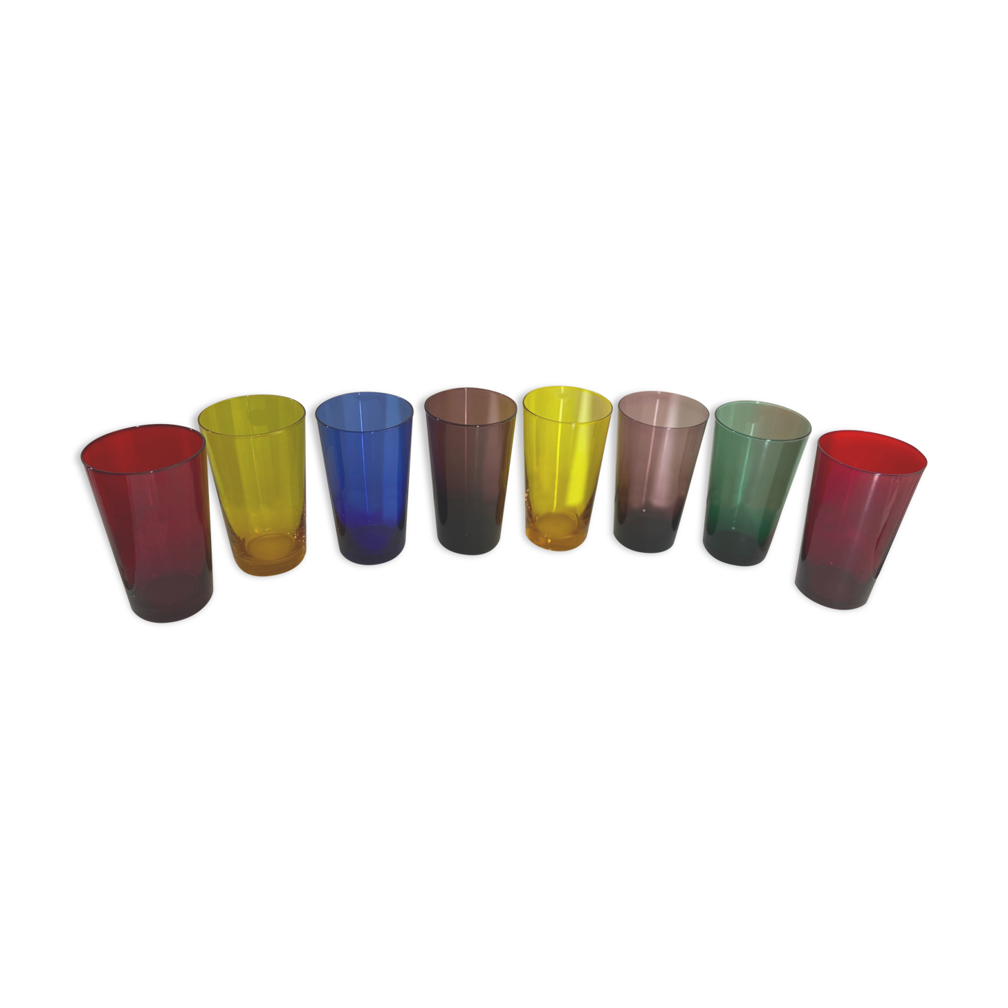 Series of 8 glasses of vintage colors 1970 Italy