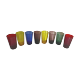 Series of 8 glasses of vintage colors 1970 Italy