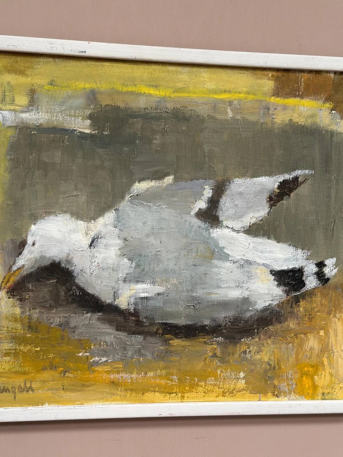 Original Swedish Oil on Canvas – “Seagull” by Ingeborg Stragnell – Signed