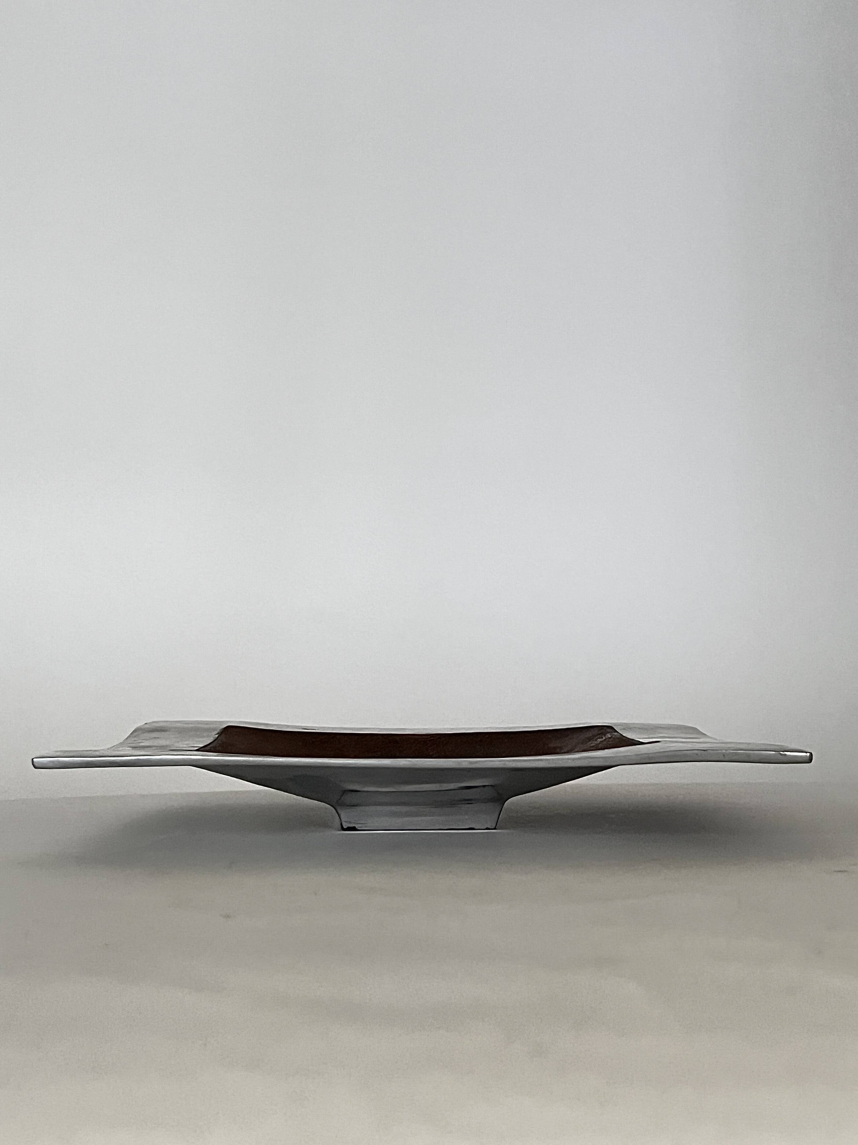 Large brushed metal (aluminum) pocket, 20th century design