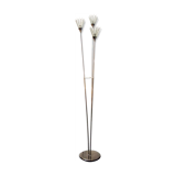 Floor lamp three lights in metal finish gunmetal, glass and plexiglass. Italy 80s