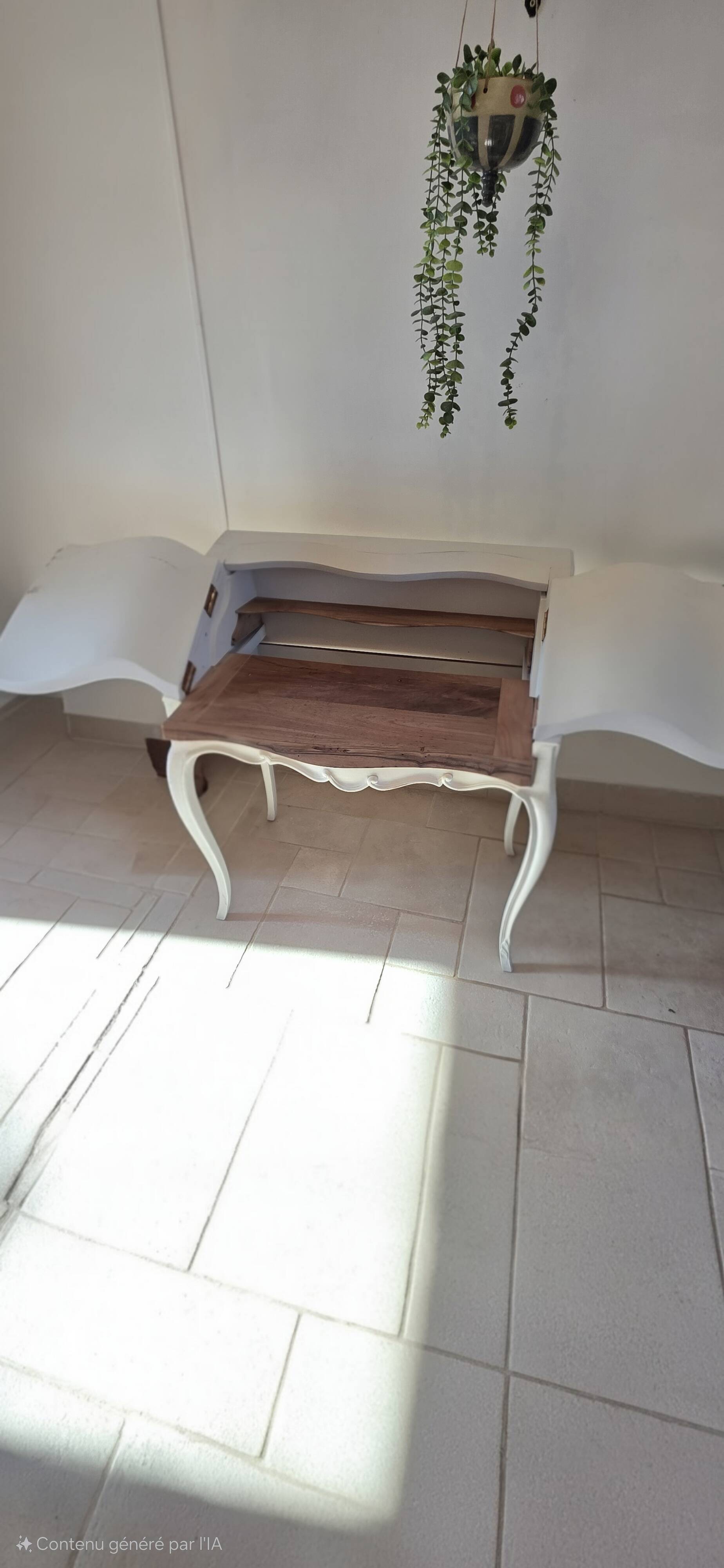 Rococo white foam wood secretary