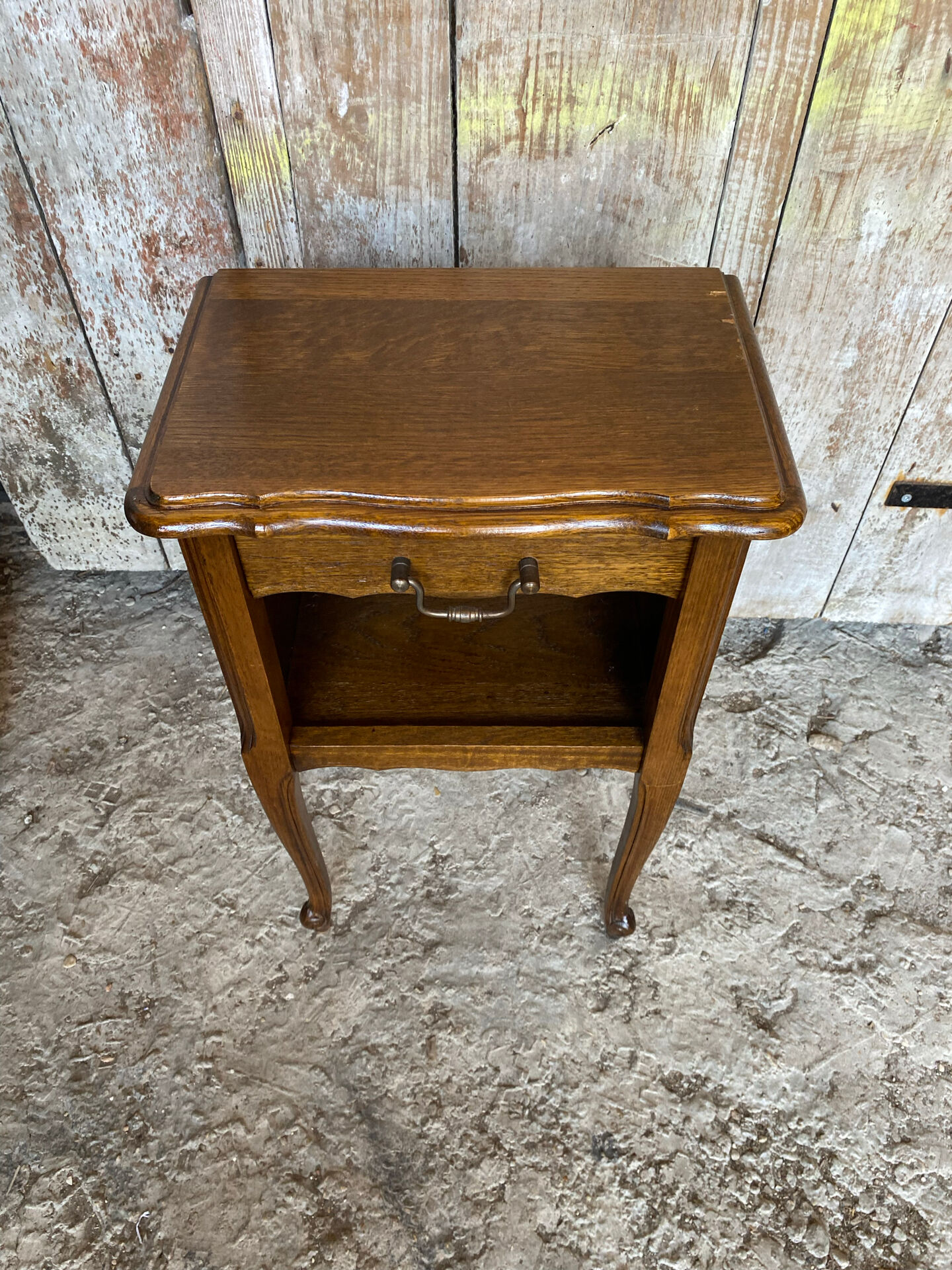 Antique nightstand louis xv style wood drawer + vintage case #e2