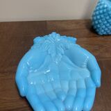 Coupelle à bijoux mains en opaline bleue