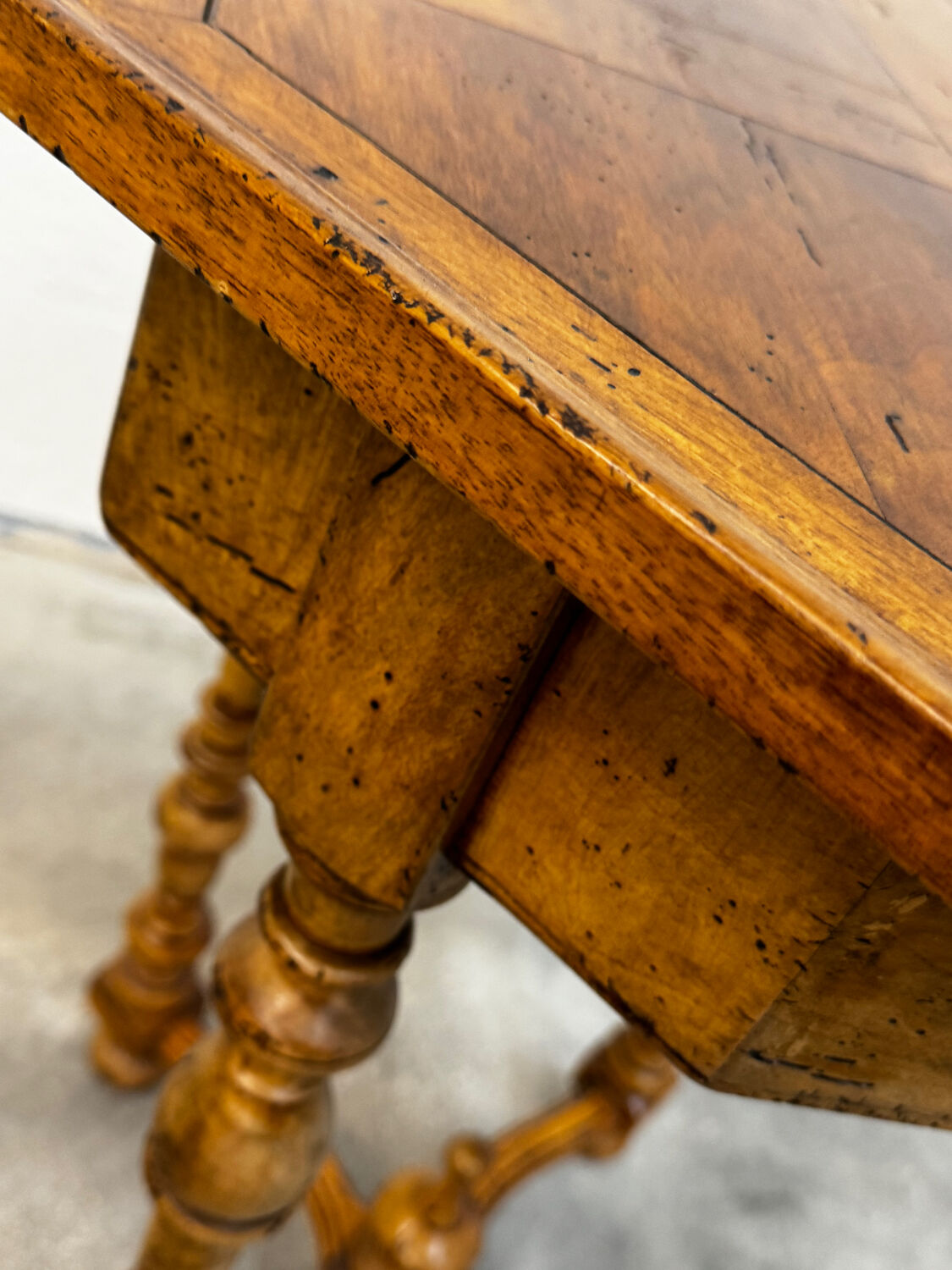English octagonal inlaid table
