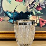 Crystal and metal ice cube bucket - vintage 50s