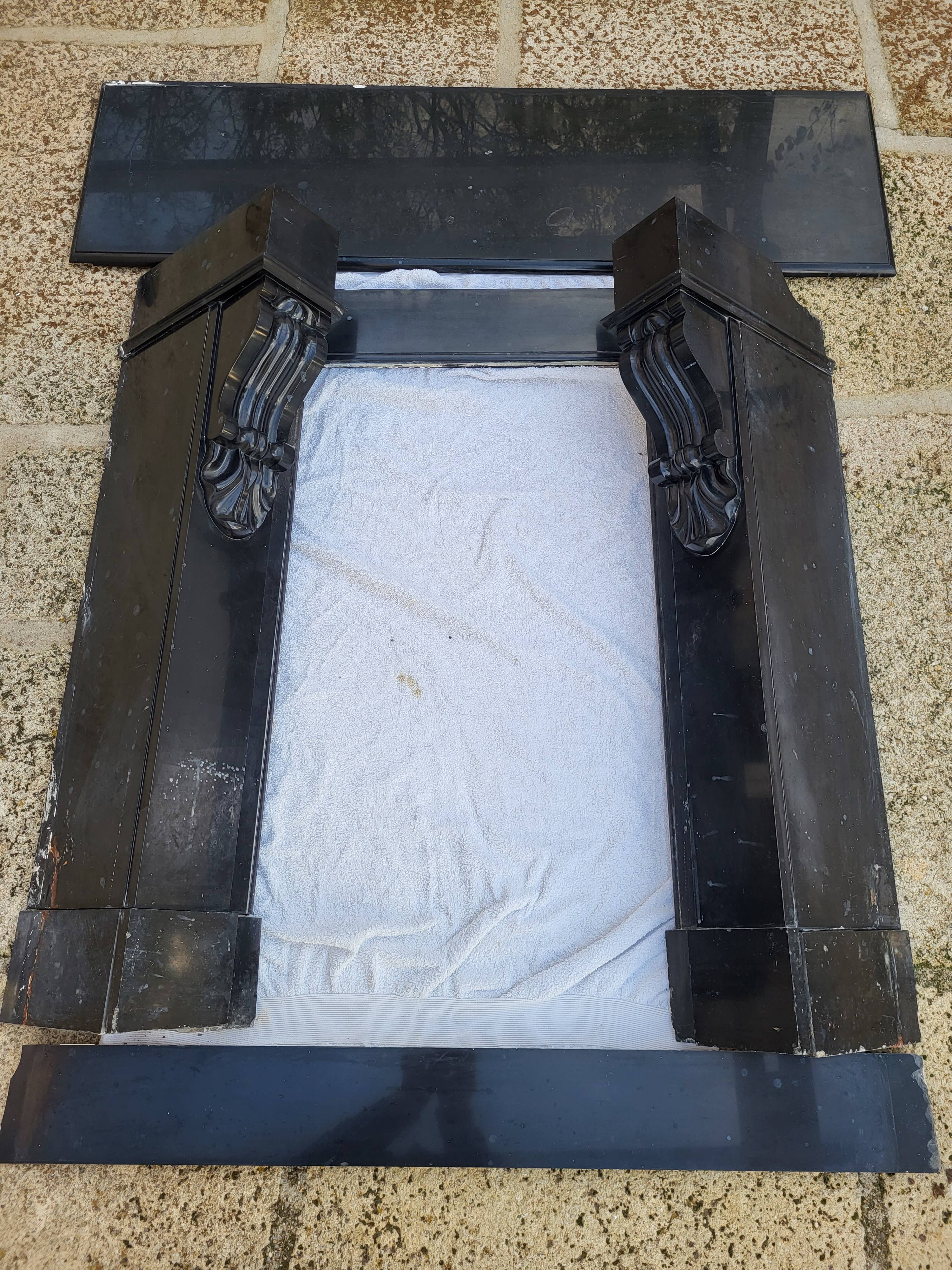 Antique Belgian Black Marble Fireplace - Napoleon III