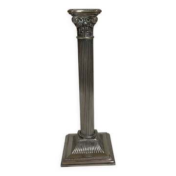 Bougeoir colonne argenté en métal Italy