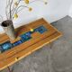 Rattan and ceramic coffee table, 60s