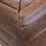 Vintage two-seater Togo sofa with arms in brown leather by Michel Ducaroy for Ligne Roset, 1970s