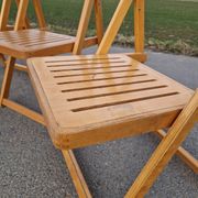 Set of 4 Folding Chairs in Wood and Plywood