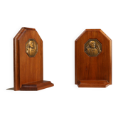 French Art Deco Bookends in Wood and Bronze, circa 1920