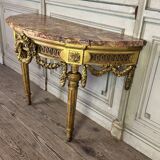 Louis XVI console table in carved and gilded wood, Jura brocatelle marble, 18th century