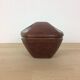 Vintage brown ceramic and leather tobacco pot