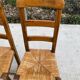6 vintage solid oak wood straw dining chairs
