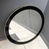 Miroir rond à décor noir années 60