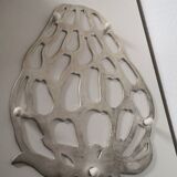 silver-plated metal strawberry-shaped trivet