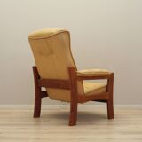 Fauteuil en cuir jaune, design danois, années 1960, production : Danemark