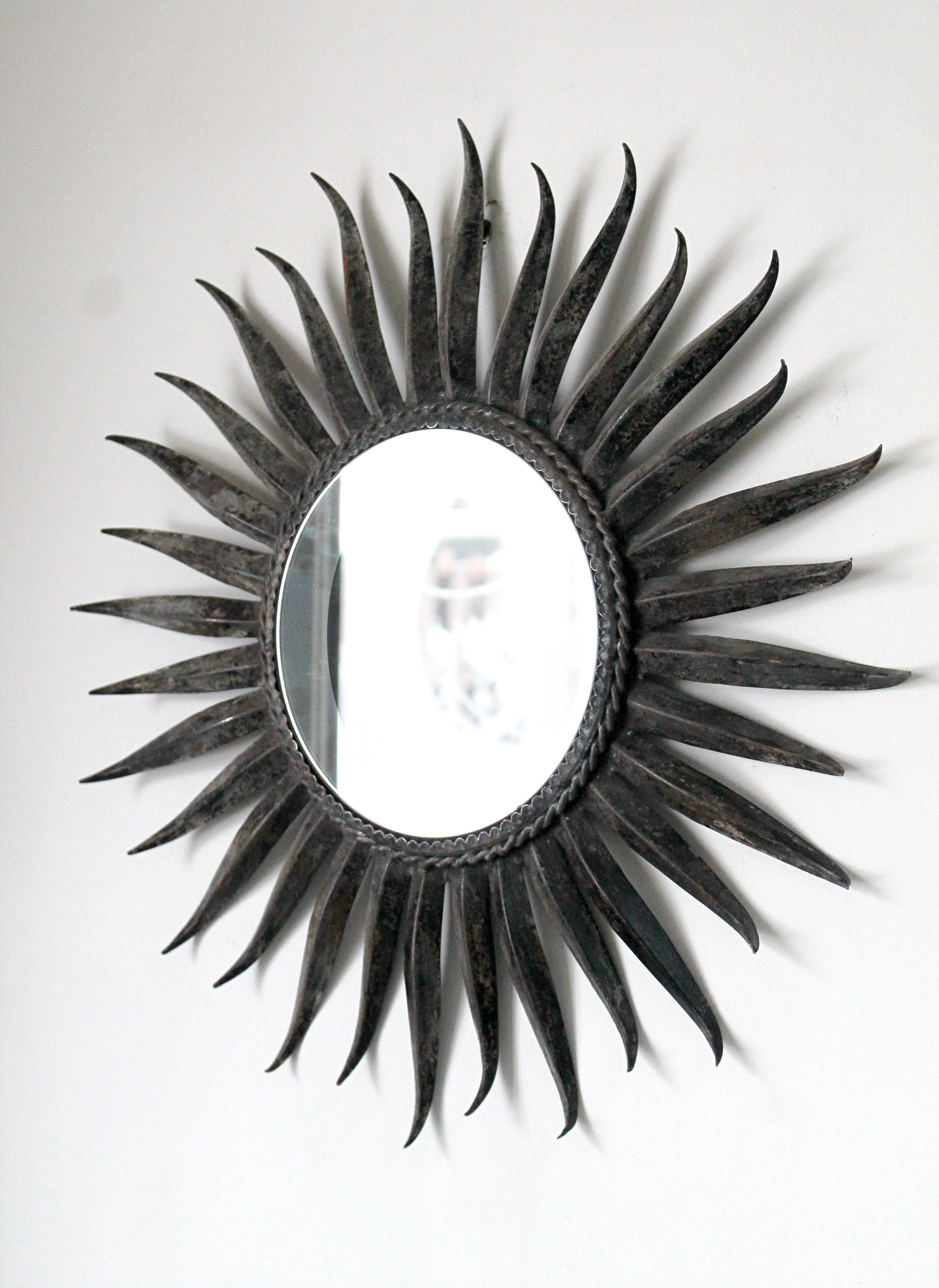 Mirror Sun 51x51cm black metal