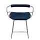 Kitchen bar stool with a smoked black metal backrest and navy blue leather.