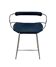 Kitchen bar stool with a smoked black metal backrest and navy blue leather.