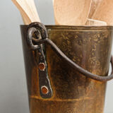 Small hammered bucket, copper, wrought iron