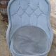 Chauffeuse velours bleu lagon
