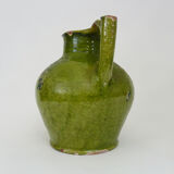 Orjol water pitcher pottery in green glazed terracotta. Pyrenees XIXth