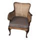 Fauteuil dossier cannage assise tissu refaite récemment
