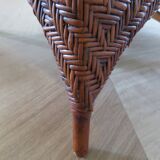 Two-seater banquette in woven rattan, wood and bamboo, 1980s.