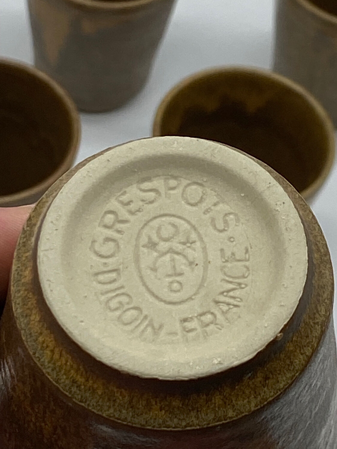 Glass / ceramic cup / stoneware / Digoin / vintage